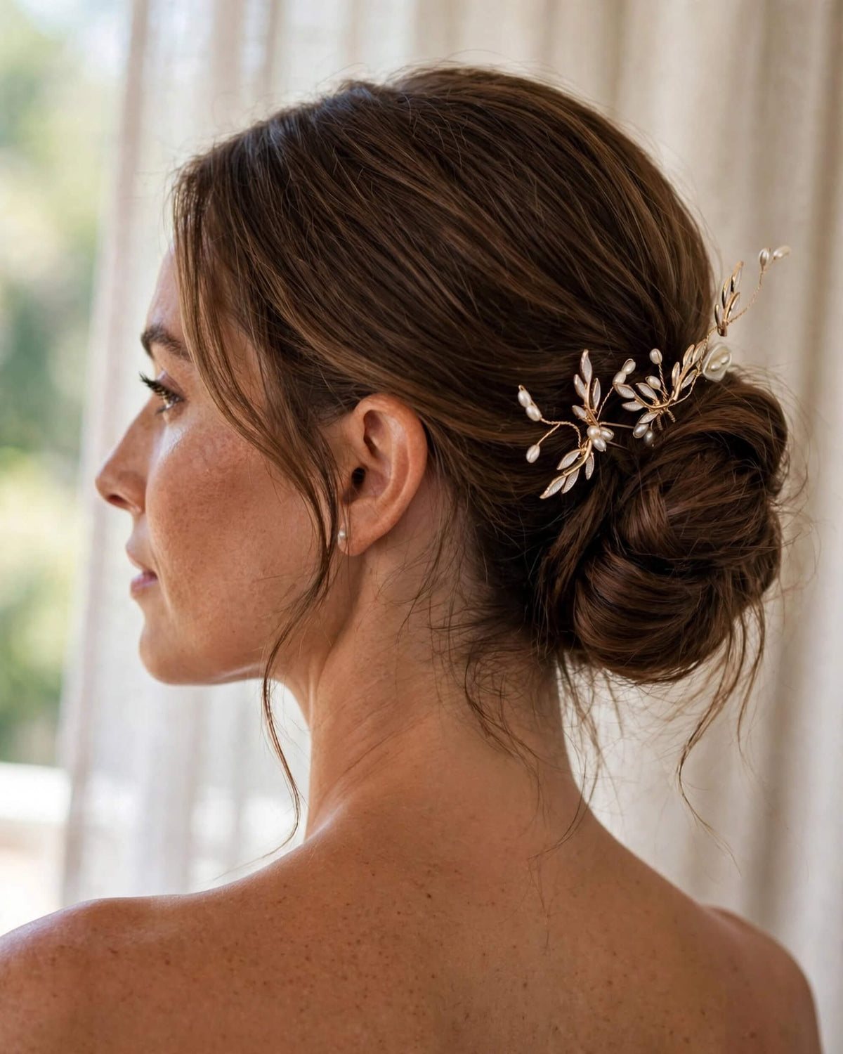 Bridal Hair Pins Leaf & Pearl Accents – Wedding Hair Accessory Set