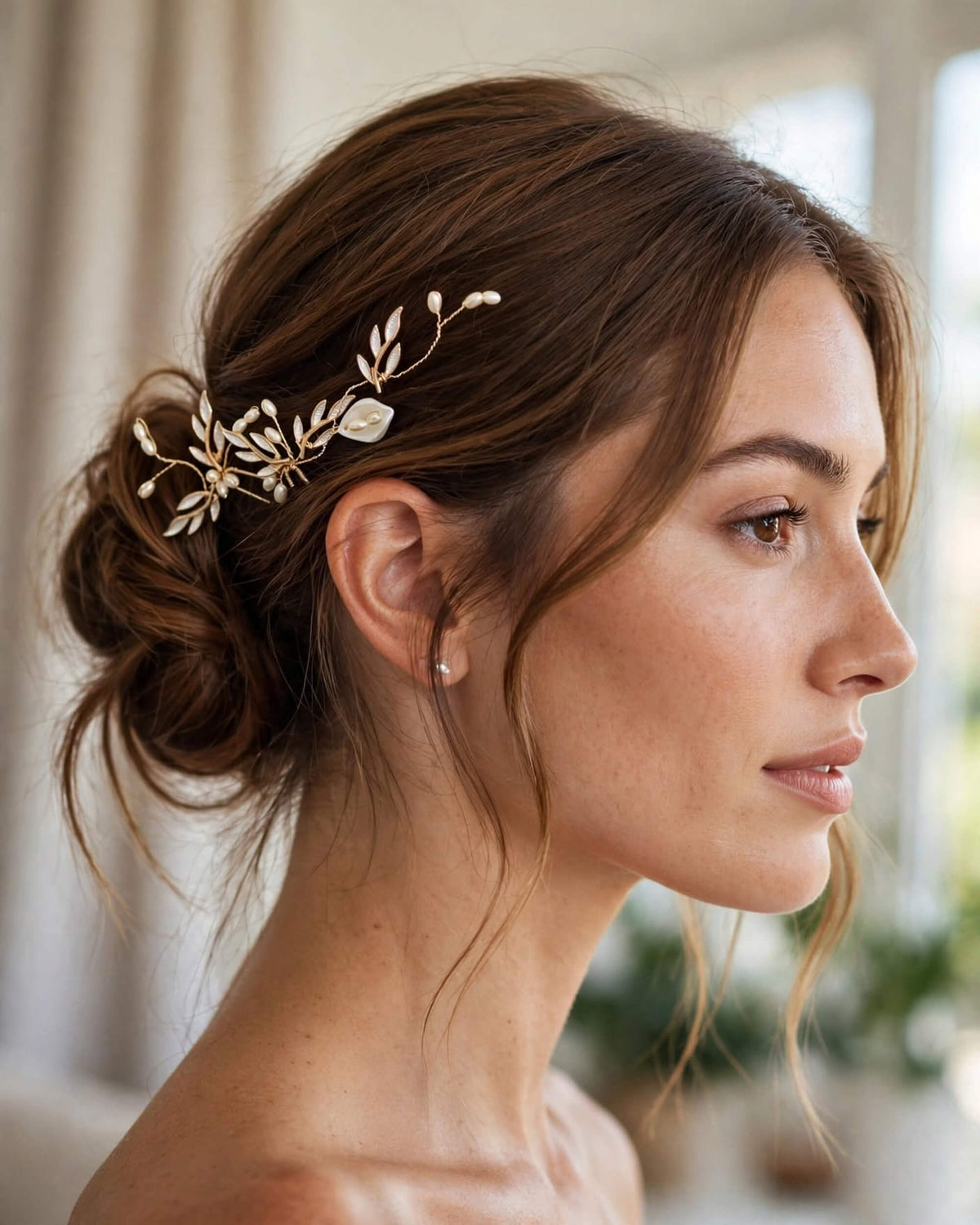 Bridal Hair Pins Leaf & Pearl Accents – Wedding Hair Accessory Set