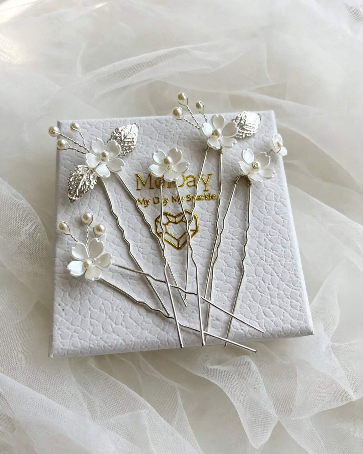 Floral Leaf Pearl Hair Pins Set – Bridal Wedding Hair Accessories