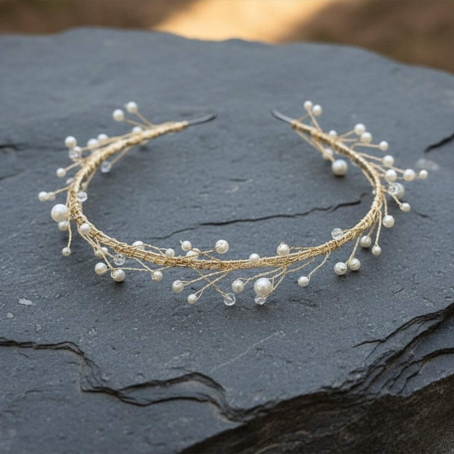 Pearl Crystal Bridal Headband – Silver, Gold, Rose Gold
