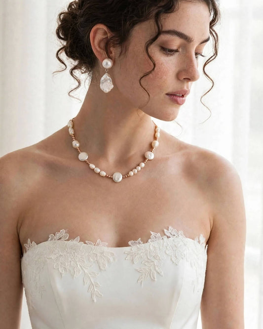 bridal pearl earrings necklace