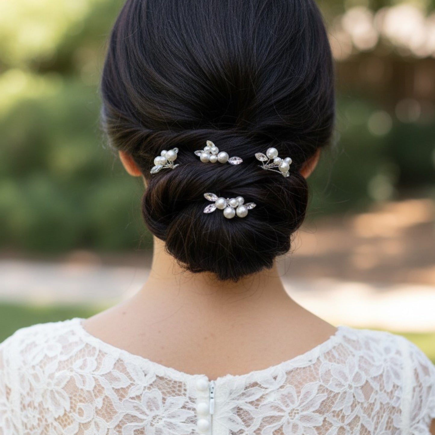 Set of 4 Pearl & Crystal Bridal Hair Pins – Gold, Rose Gold, Silver | Wedding Hair Accessories