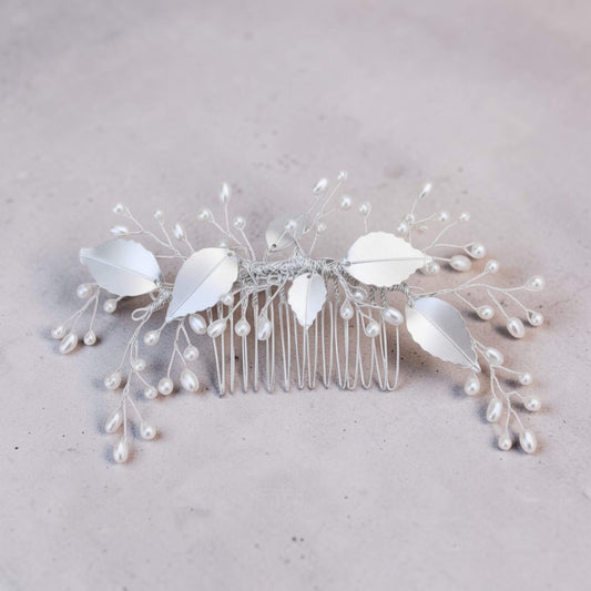 Gold Pearl Botanical Bridal Hair Comb