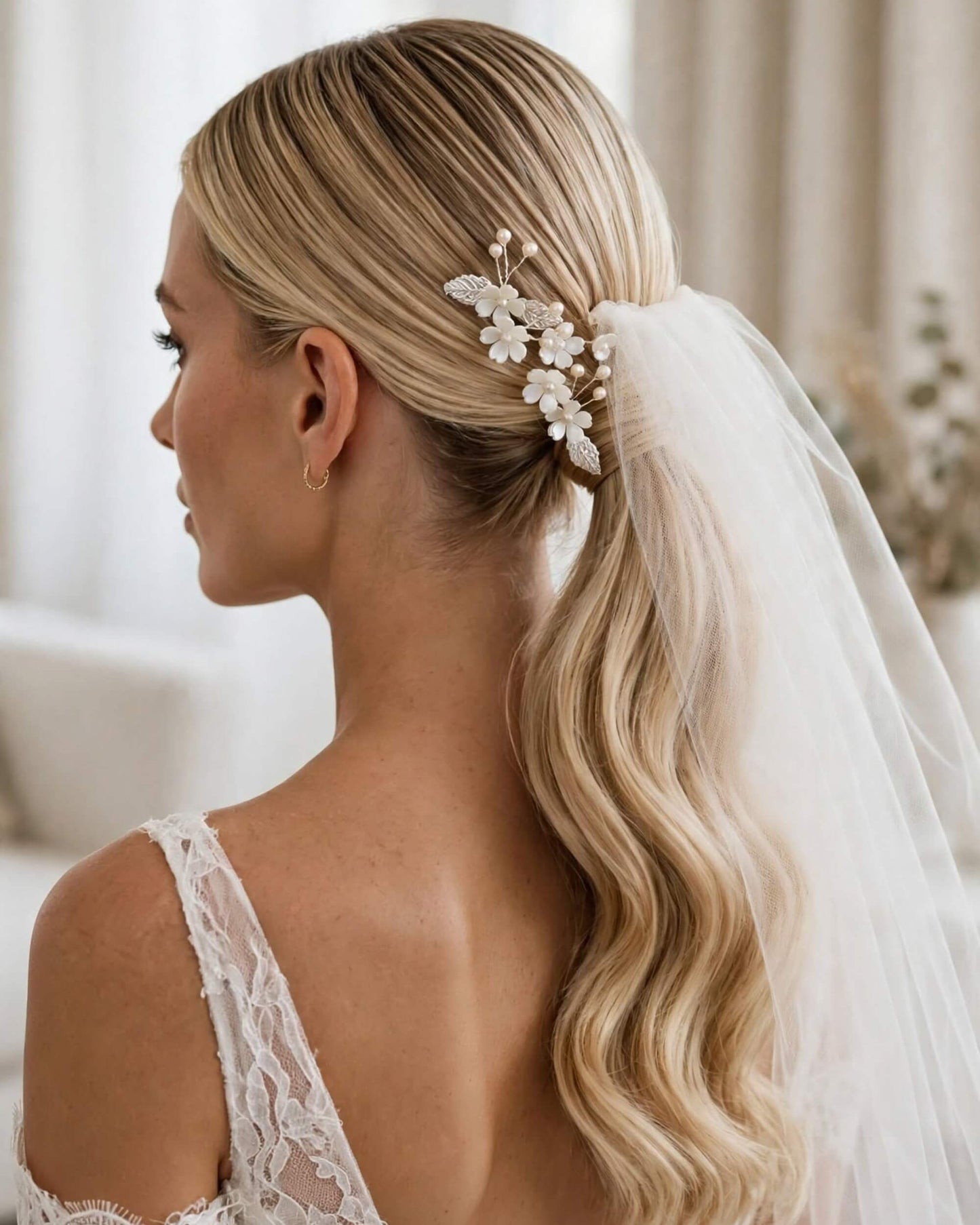 Floral Leaf Pearl Hair Pins Set – Bridal Wedding Hair Accessories