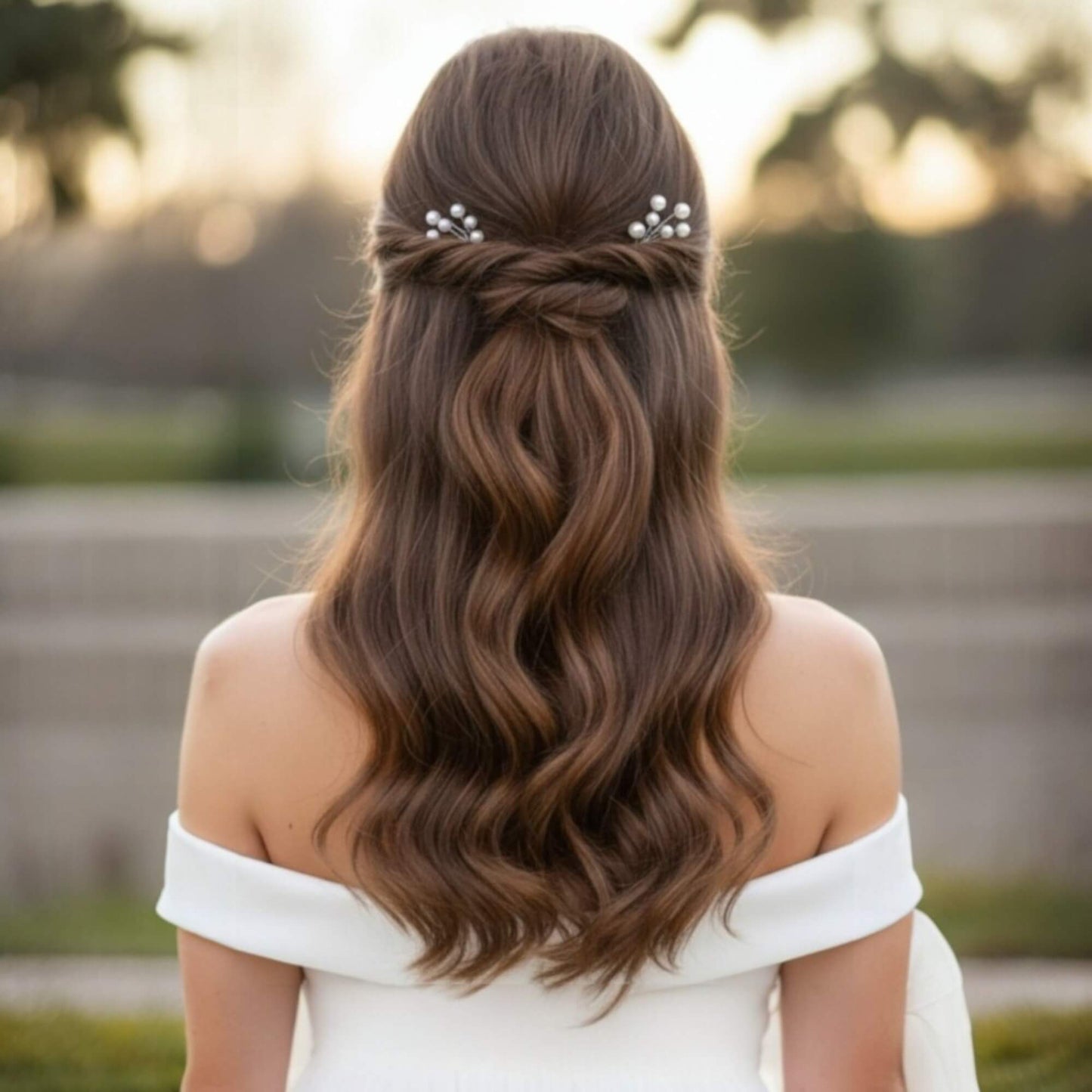 Gold hairpin with 6mm glass pearl for modern Australian bridal hairstyles