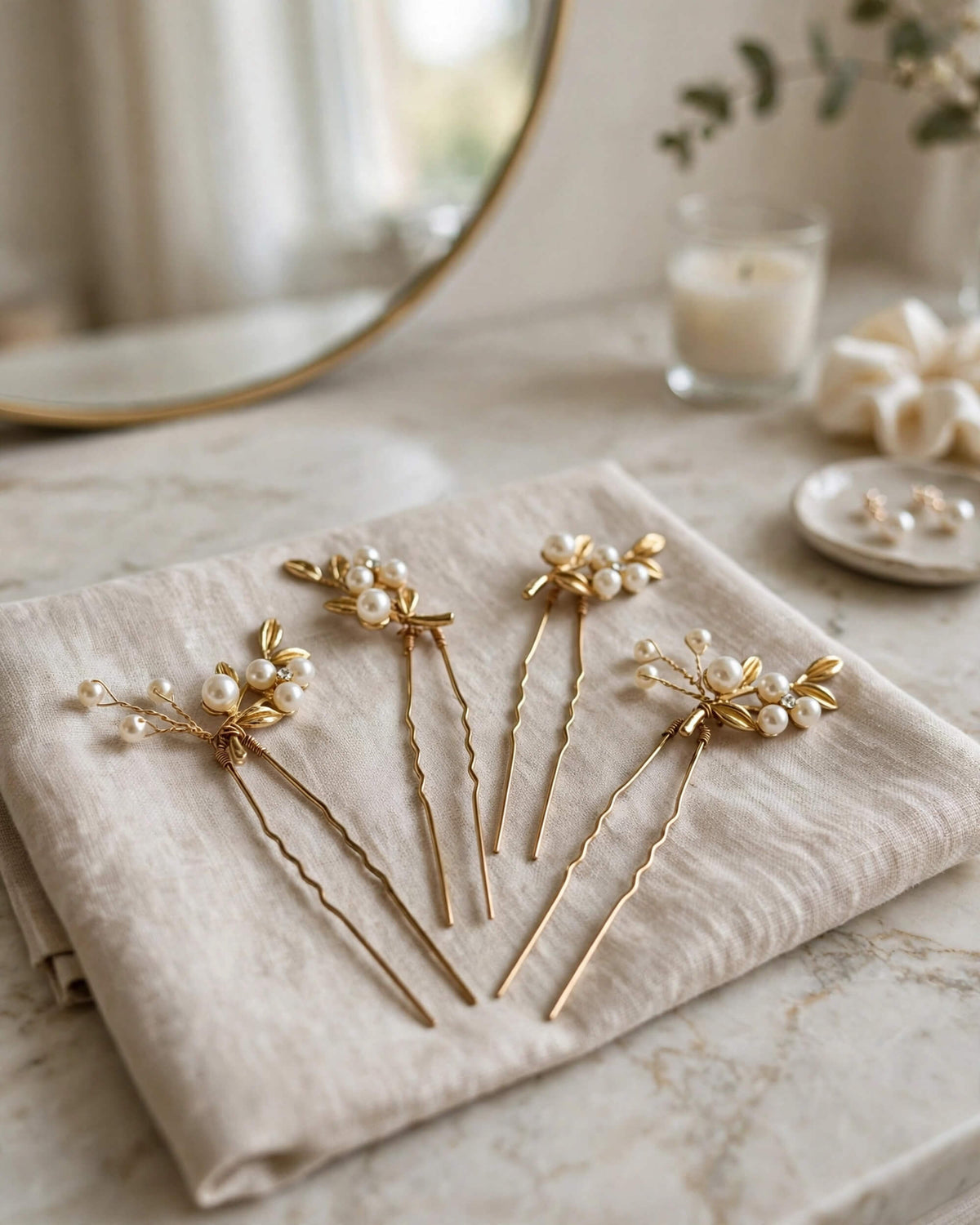 Bridal Leaf Pearl Hair Pins – Wedding Hair Accessories