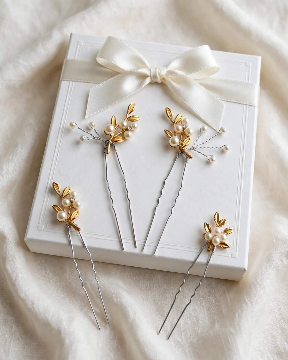 Bridal Leaf Pearl Hair Pins – Wedding Hair Accessories