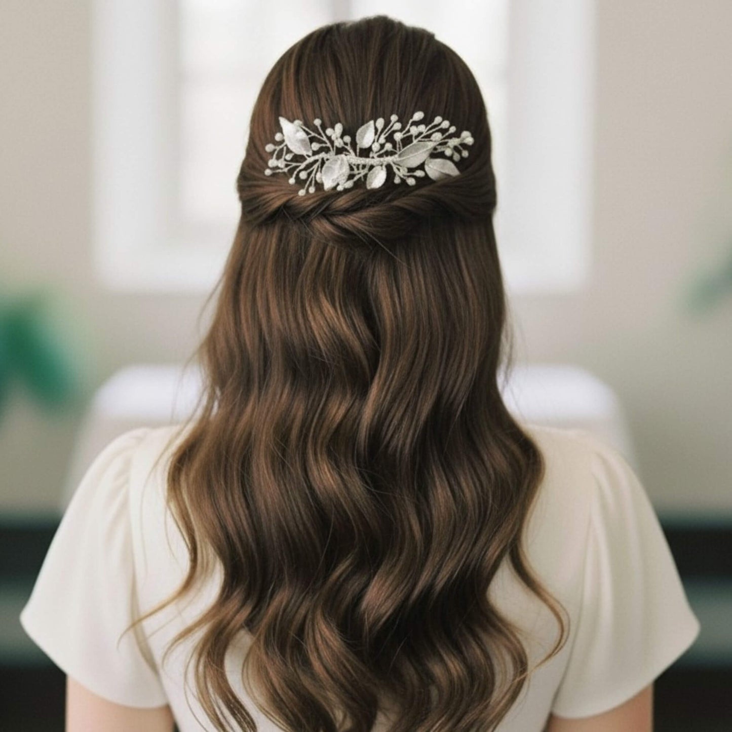 Gold Pearl Botanical Bridal Hair Comb