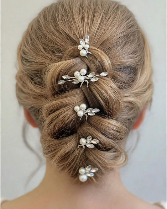 Bridal Floral Crystal Pearl Hair Pins – Wedding Hair Accessories