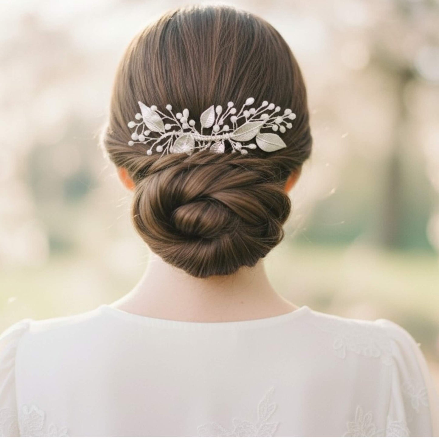 Gold Pearl Botanical Bridal Hair Comb