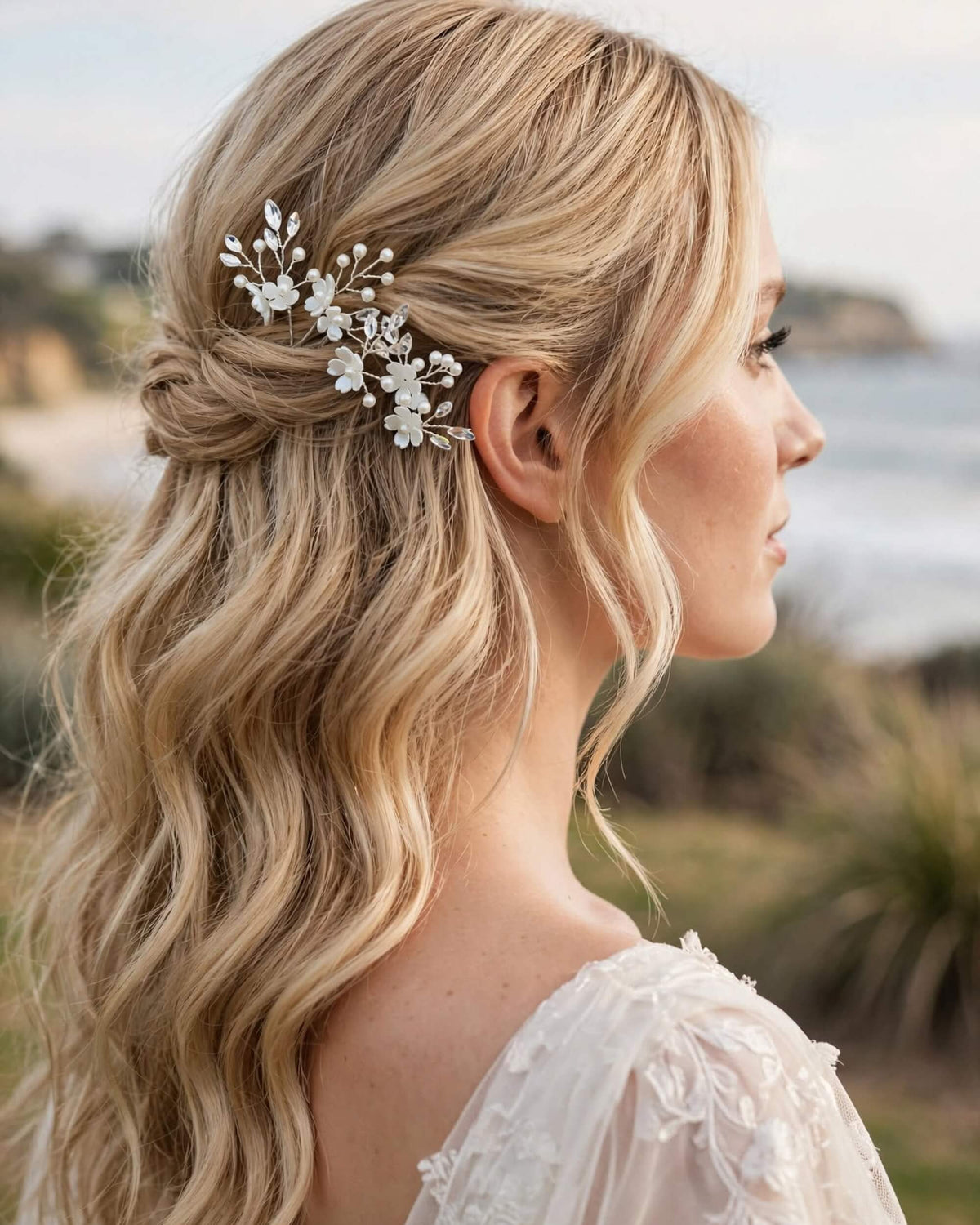 Bridal Floral Crystal Pearl Hair Pins – Wedding Hair Accessories