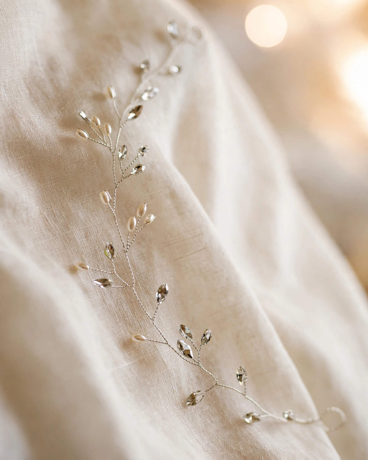 Bridal Hair Vine with Crystal and Pearl Branch Design – Elegant Wedding Hair Accessory