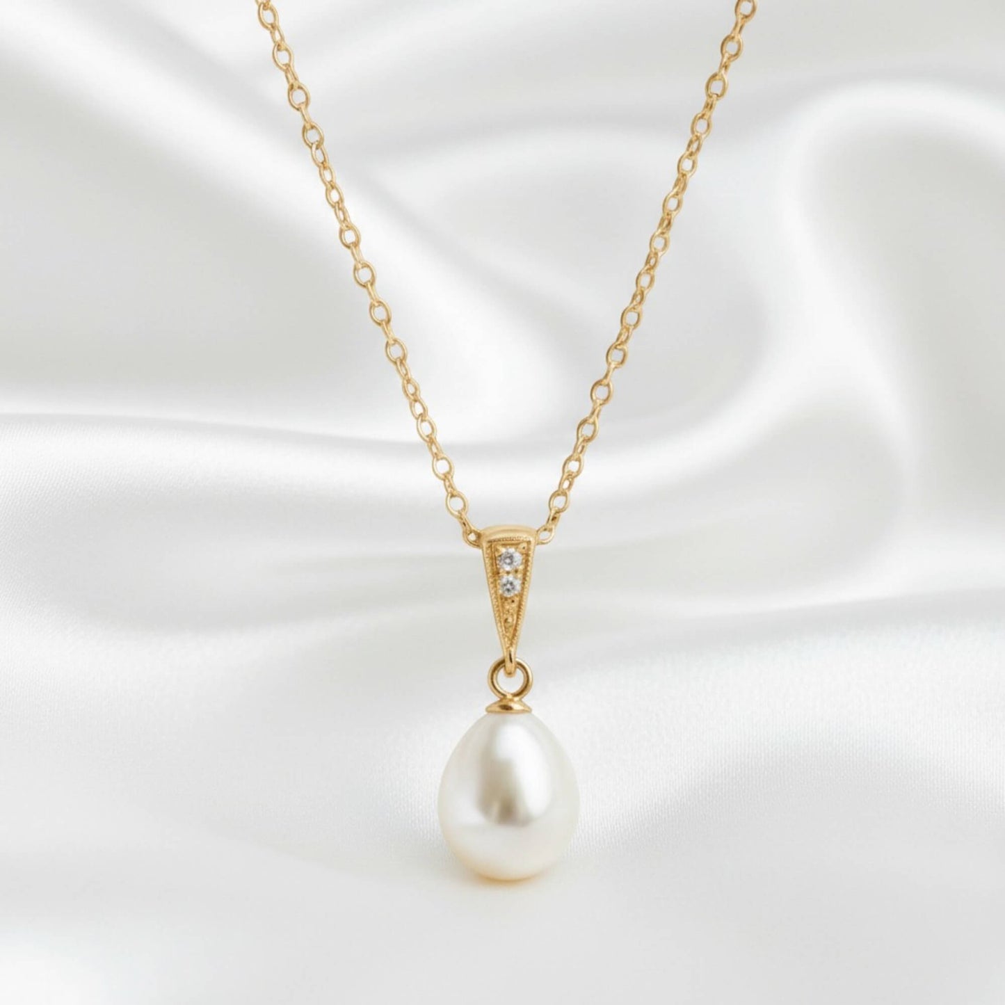 Pearl Teardrop Necklace | 925 Sterling Silver Freshwater Pearl  | Bridal & Everyday Jewellery