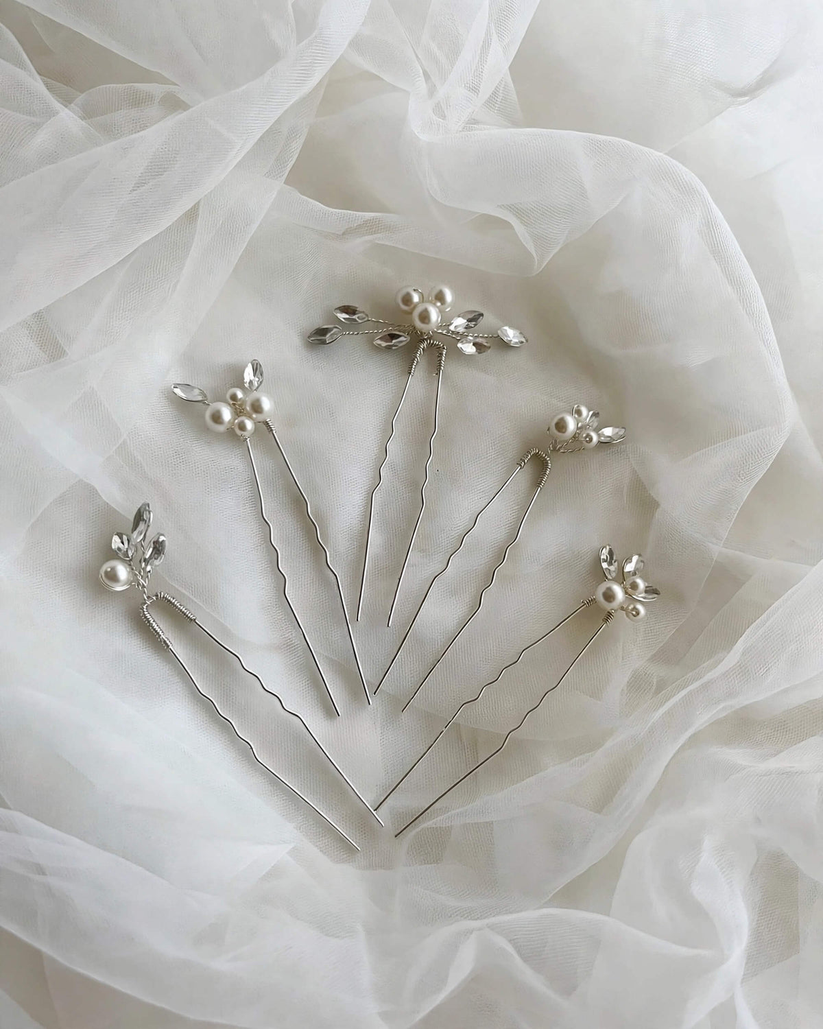 Bridal Floral Crystal Pearl Hair Pins – Wedding Hair Accessories