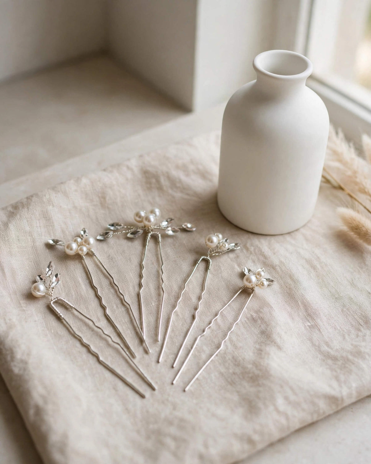 Bridal Floral Crystal Pearl Hair Pins – Wedding Hair Accessories