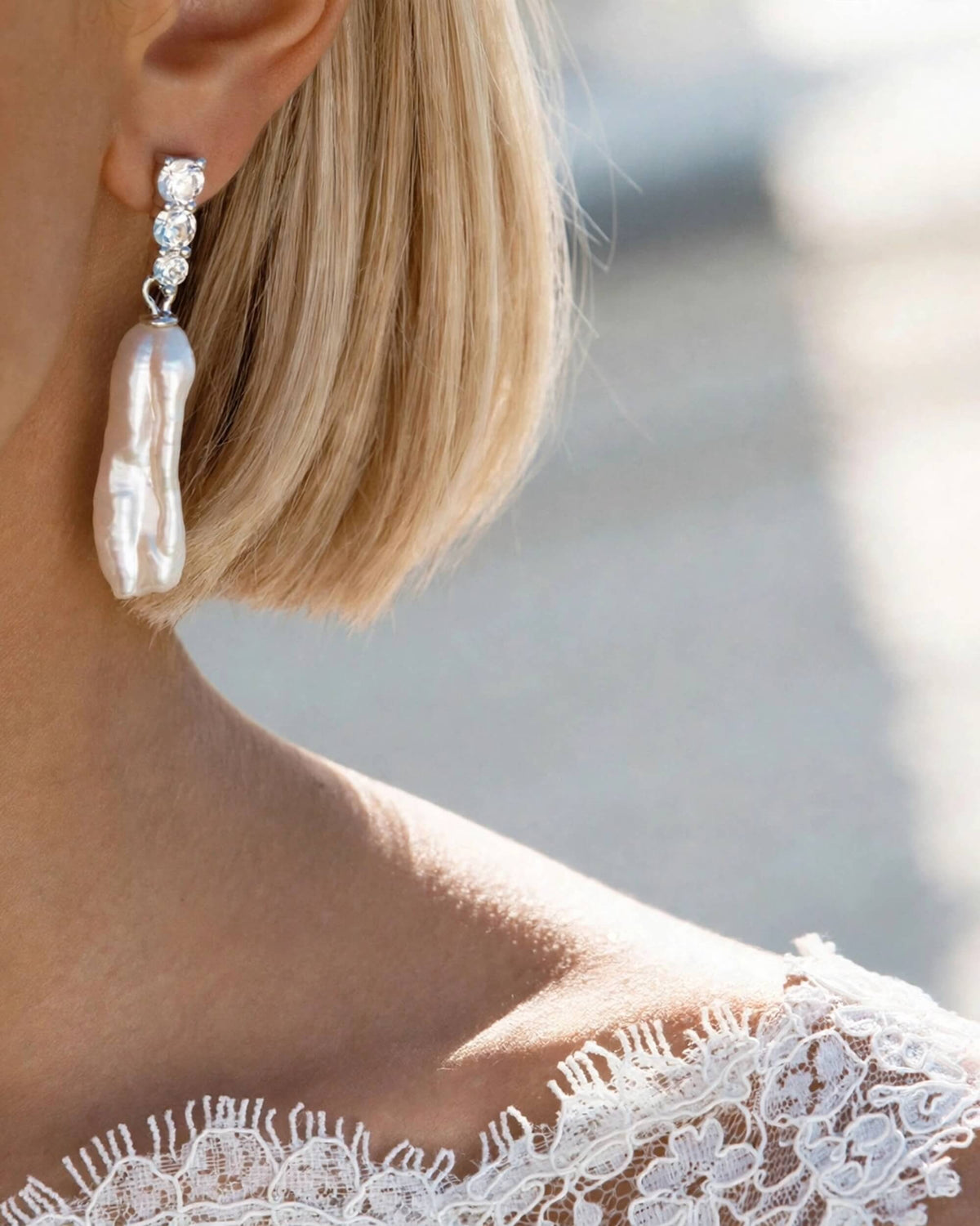 Freshwater Pearl Drop Earrings in S925 Sterling Silver