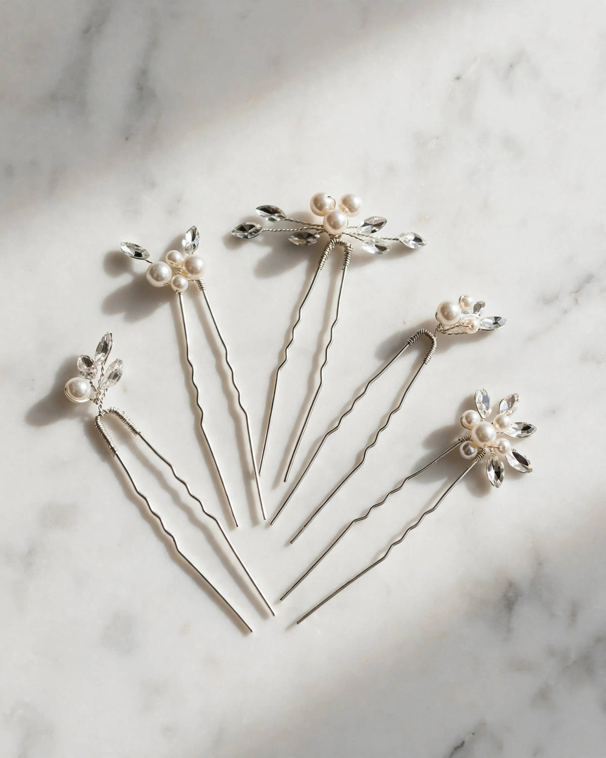 Bridal Floral Crystal Pearl Hair Pins – Wedding Hair Accessories