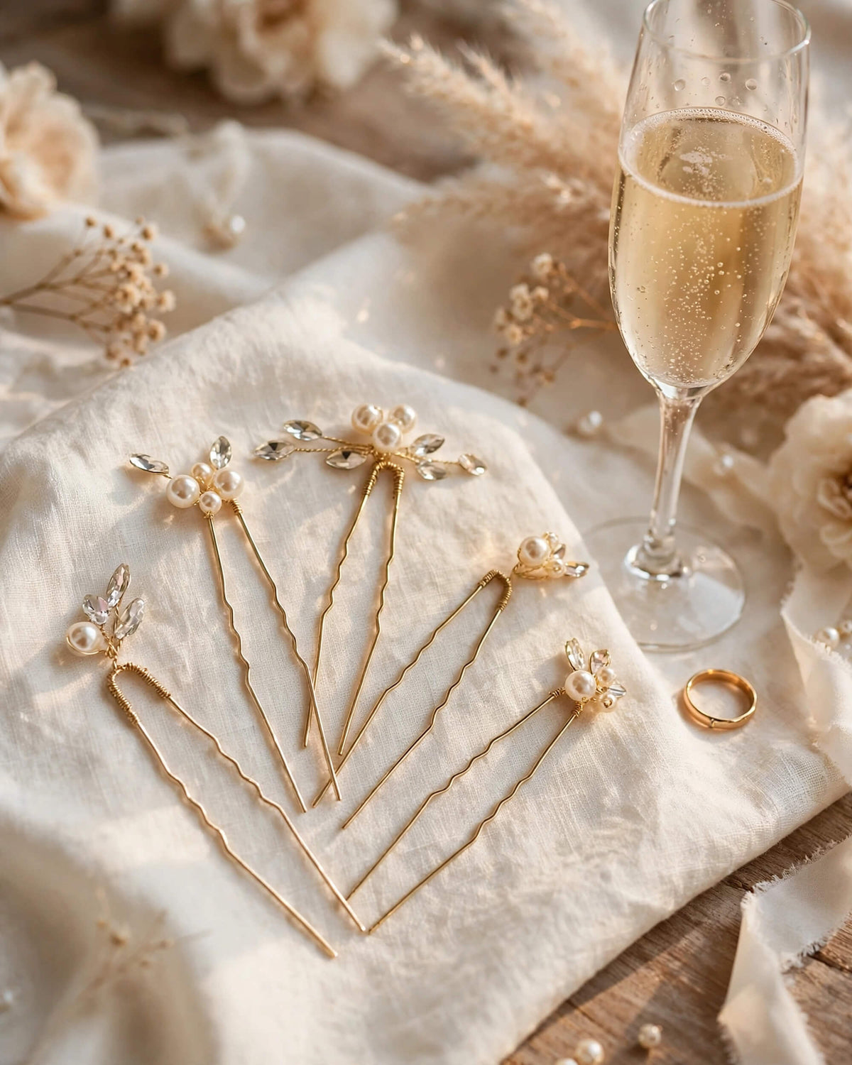 Bridal Floral Crystal Pearl Hair Pins – Wedding Hair Accessories