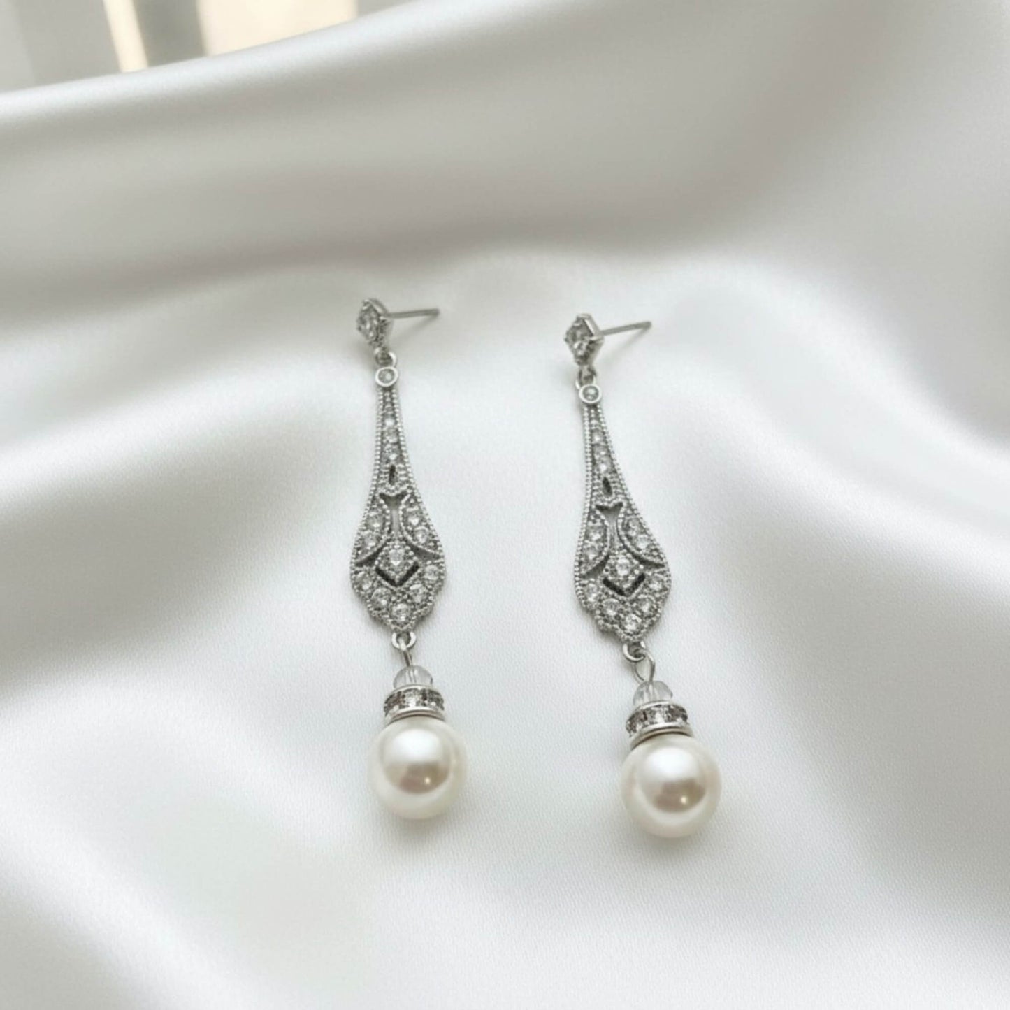 Gold Pearl Drop Teardrop Earrings – Bridal