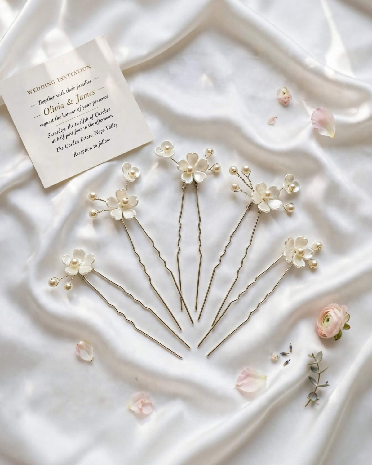 Floral Pearl Bridal Hair Pins Set – Wedding Hair Accessories for Bride, Bridesmaid