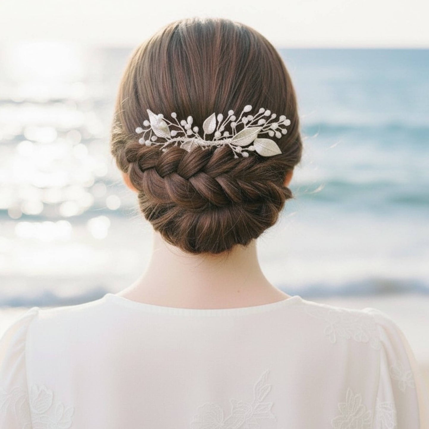 Gold Pearl Botanical Bridal Hair Comb