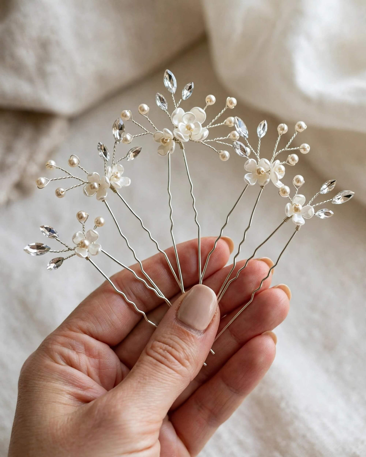 Bridal Hair Pins Floral Crystal Pearl Wedding Hair Accessories – Gold, Silver & Rose Gold