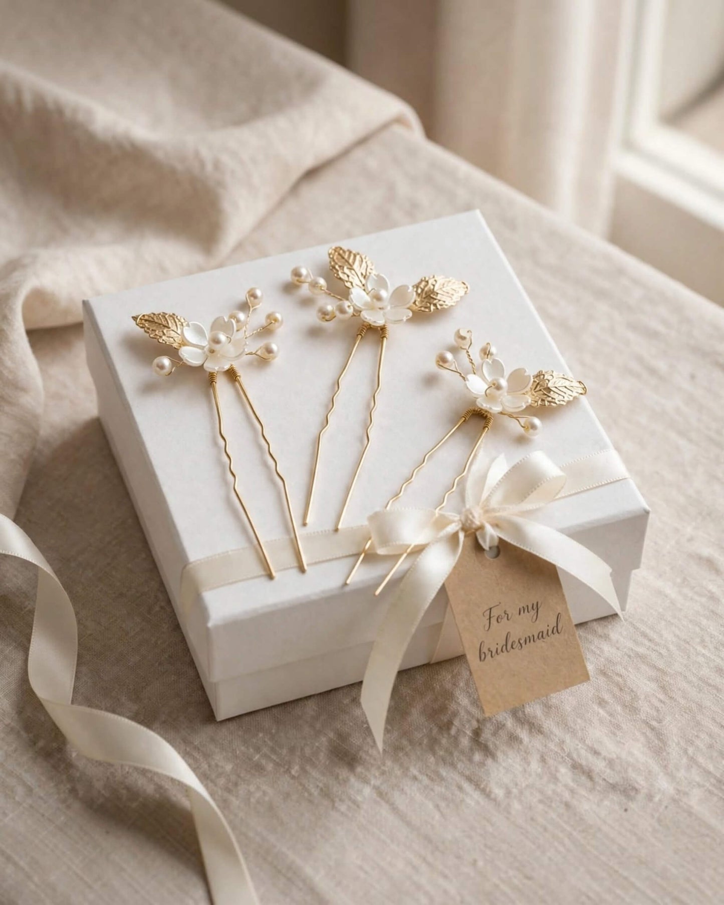 Leaf Pearl Bridal Hair Pins – Floral Wedding Hair Accessories for Bride