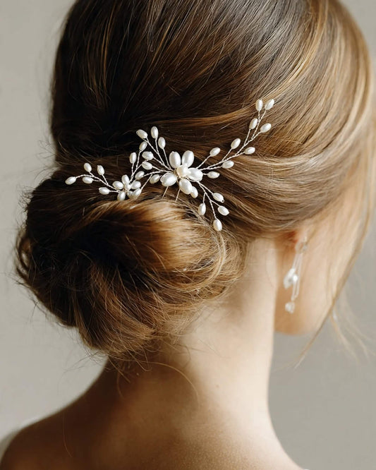 Bridal Botanical Pearl Hair Pins – Wedding Hair Accessories