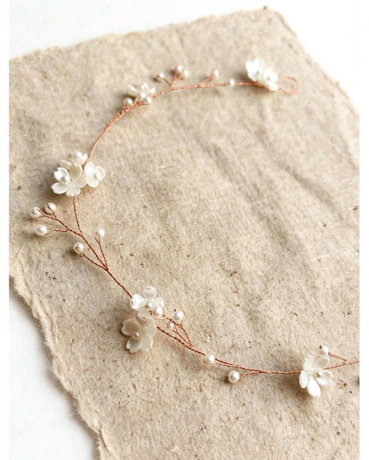 Bridal Hair Vine with Floral Flowers and Premium Glass Pearls – Elegant Wedding Hair Accessory