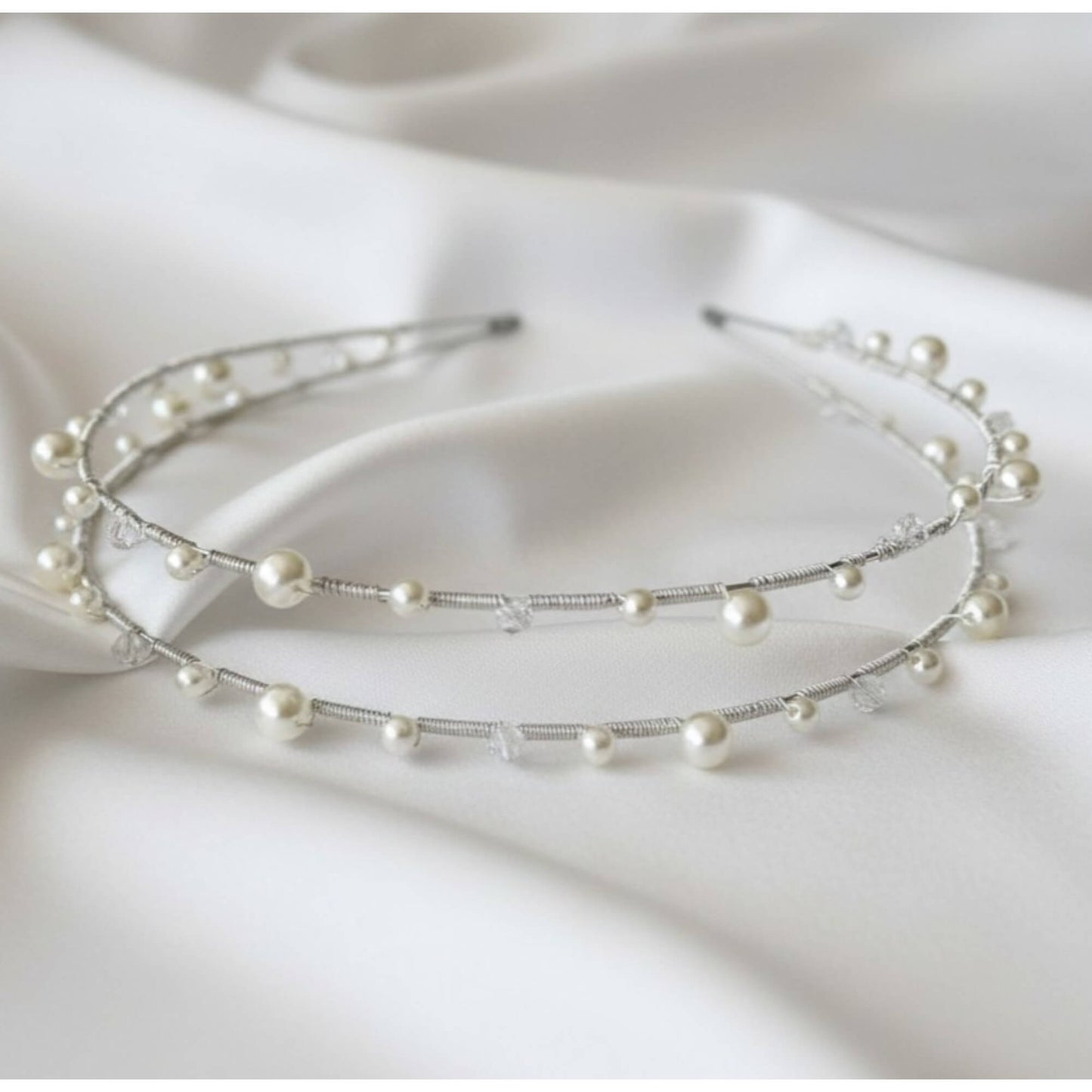 Pearl & Crystal Bridal Headband – Silver, Gold, Rose Gold