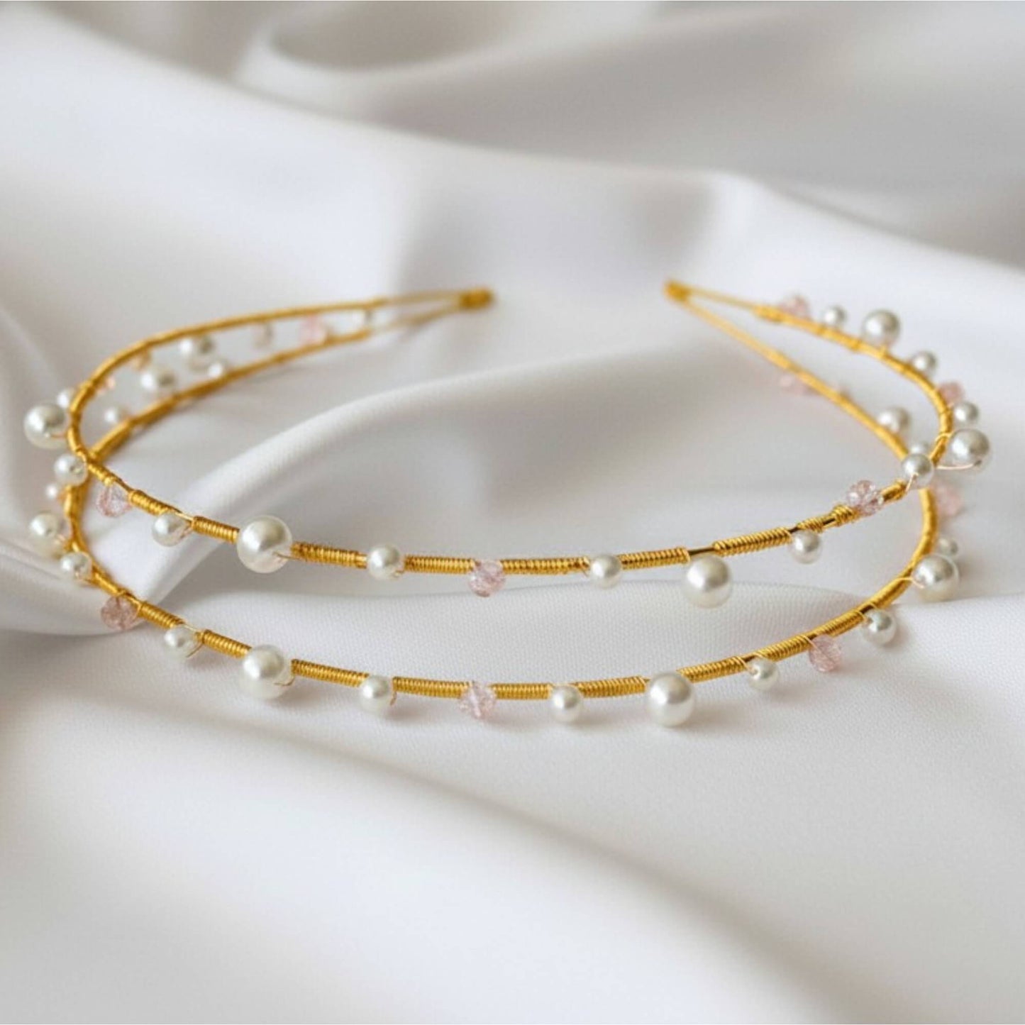 Pearl & Crystal Bridal Headband – Silver, Gold, Rose Gold