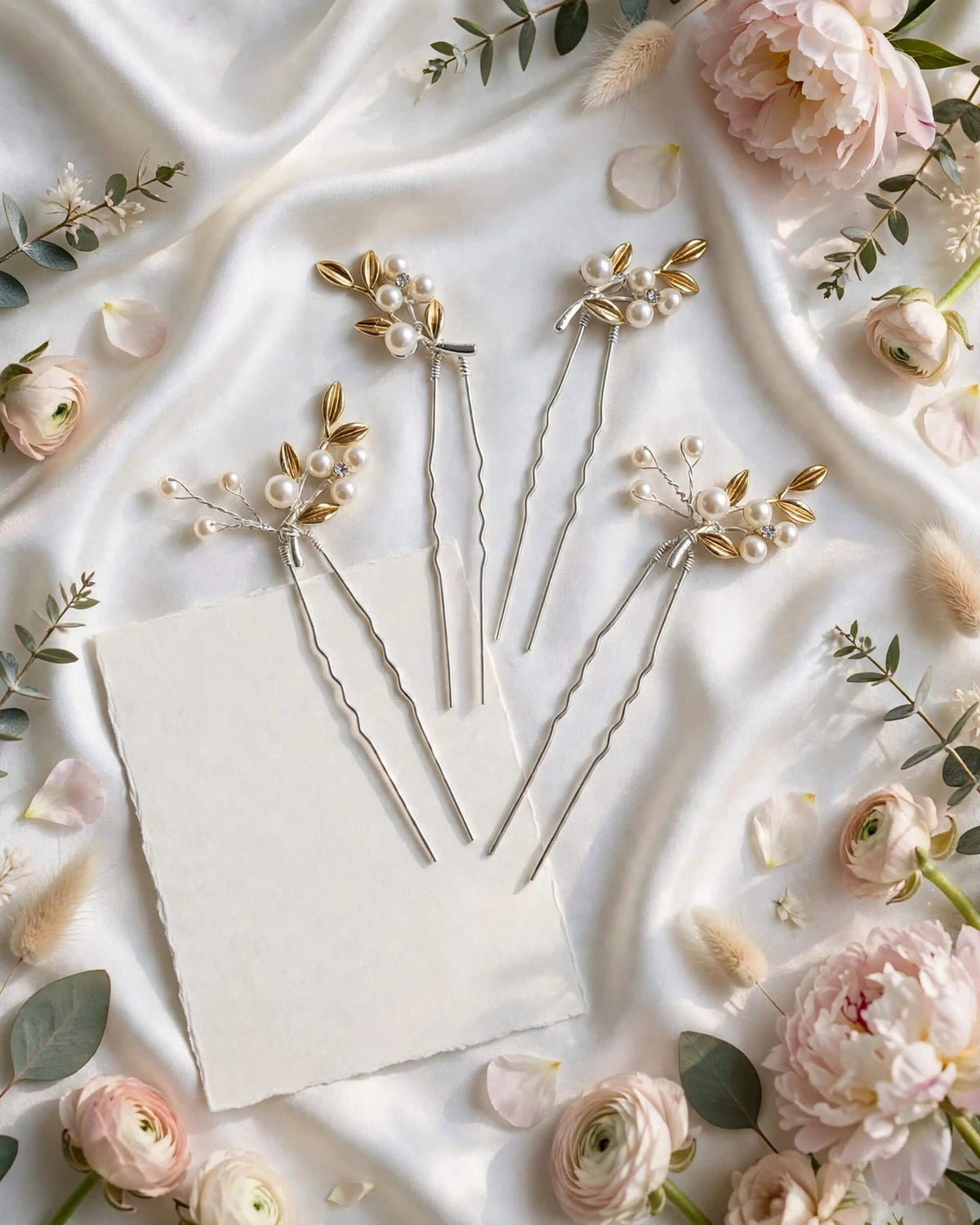 Bridal Leaf Pearl Hair Pins – Wedding Hair Accessories