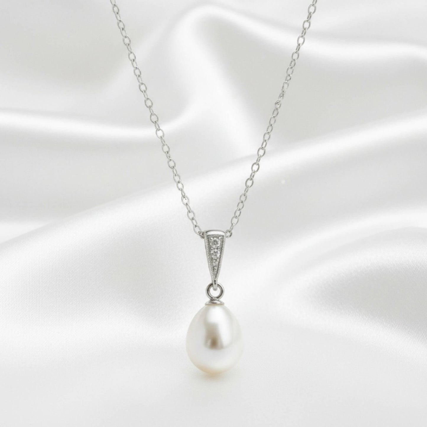 Pearl Teardrop Necklace | 925 Sterling Silver Freshwater Pearl  | Bridal & Everyday Jewellery