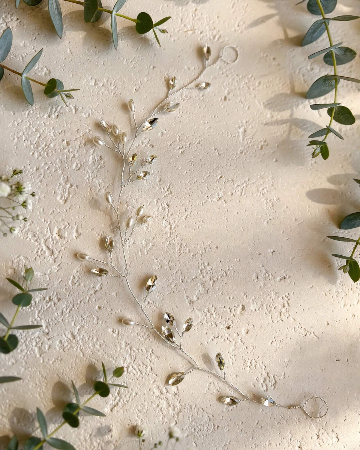 Bridal Hair Vine with Crystal and Pearl Branch Design – Elegant Wedding Hair Accessory