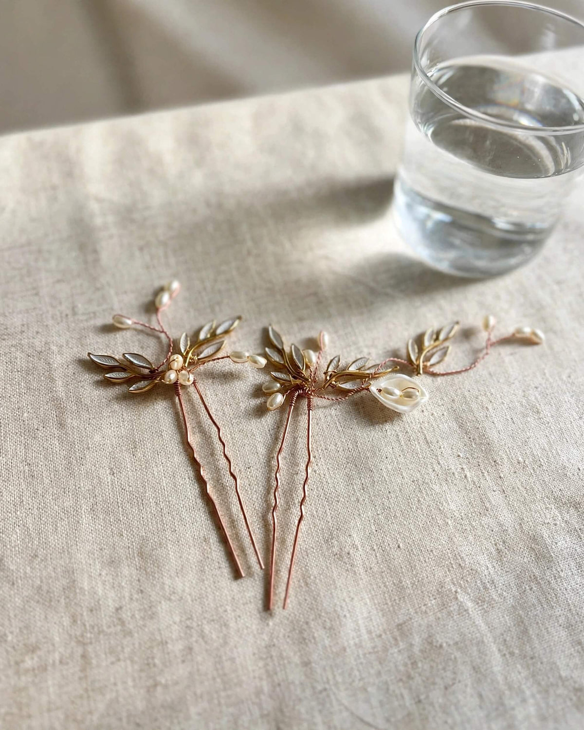 Bridal Hair Pins Leaf & Pearl Accents – Wedding Hair Accessory Set