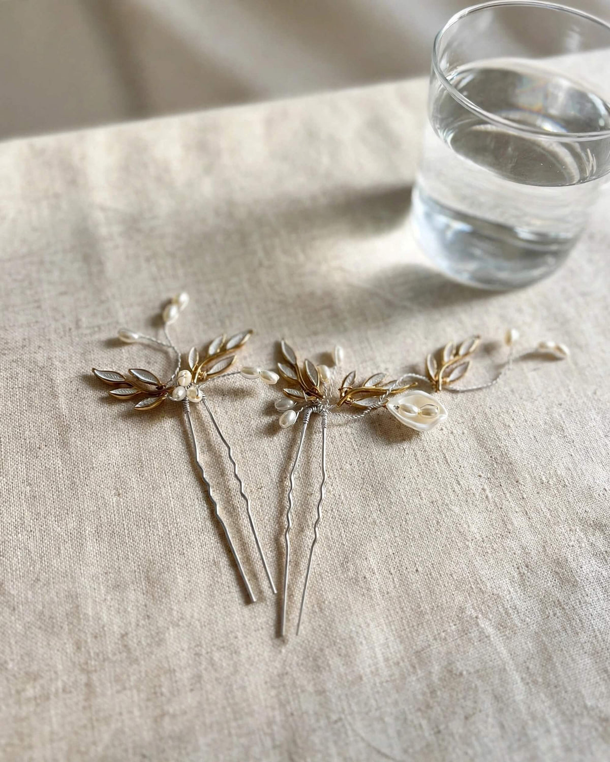 Bridal Hair Pins Leaf & Pearl Accents – Wedding Hair Accessory Set