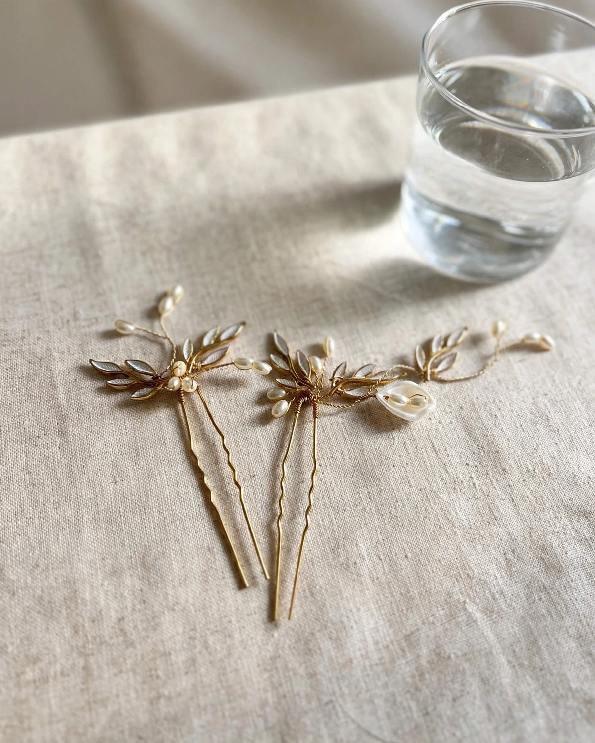 Bridal Hair Pins Leaf & Pearl Accents – Wedding Hair Accessory Set