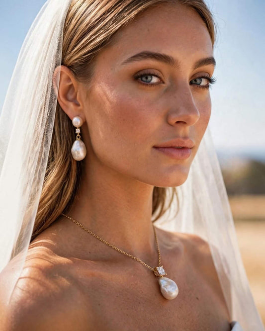 S925 Sterling Silver Pearl Drop Jewellery Set | Necklace Set & Earrings Set