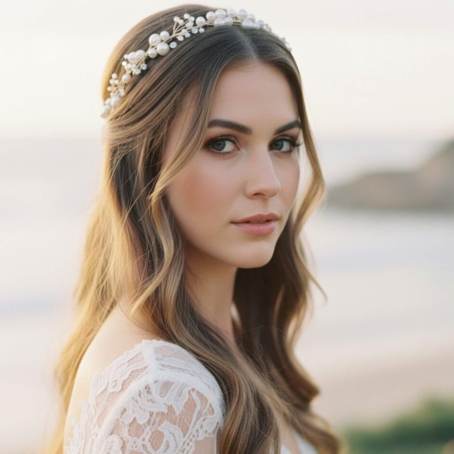 Pearl & Crystal Floral Bridal Headband – Gold, Silver, Rose Gold