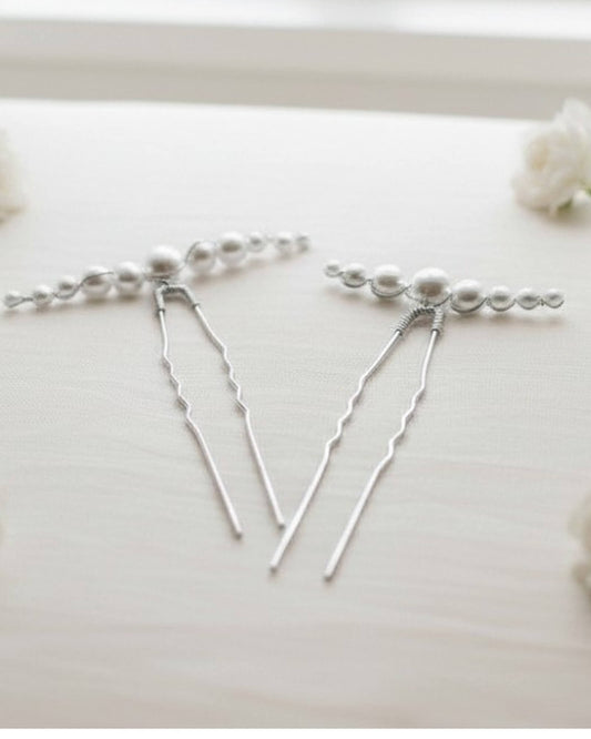 Bridal Pearl Hair Pins – Graduated Pearl Cluster Wedding Hair Accessory