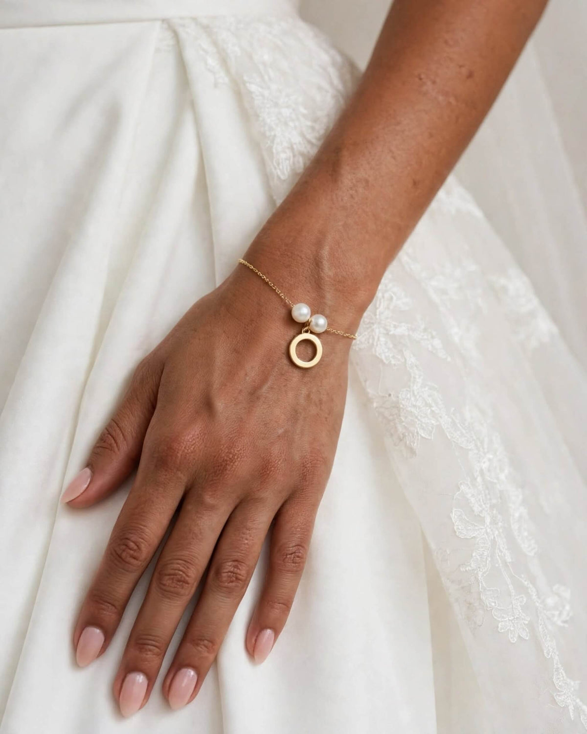 Pearl Bridal Bracelet with Initial Charm – Gold, Silver& Rose Gold Personalised Wedding Bracelet