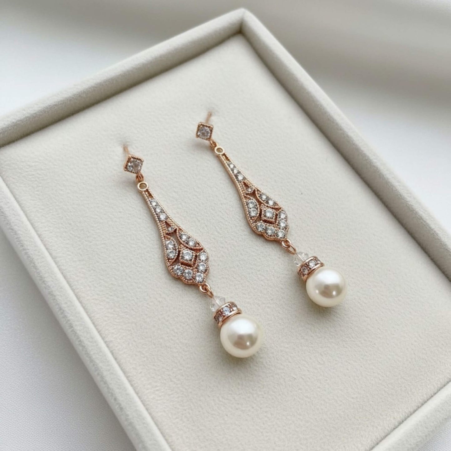 Gold Pearl Drop Teardrop Earrings – Bridal