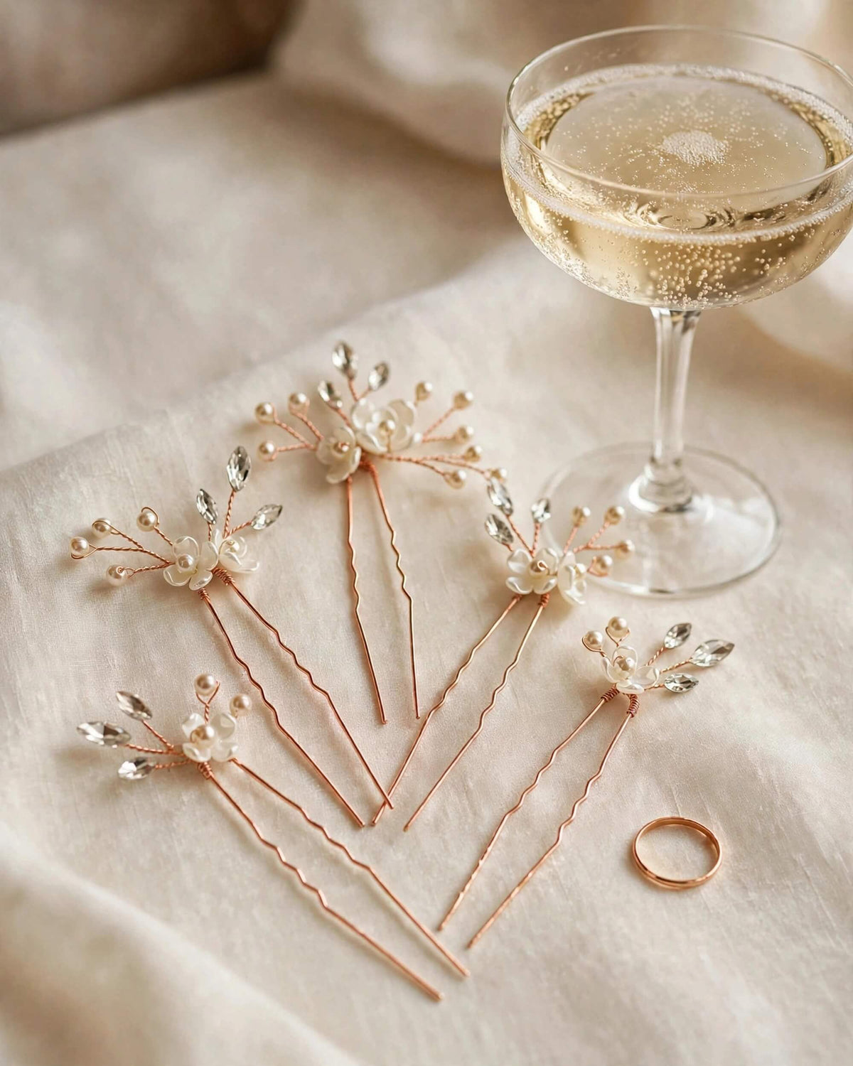 Bridal Hair Pins Floral Crystal Pearl Wedding Hair Accessories – Gold, Silver & Rose Gold