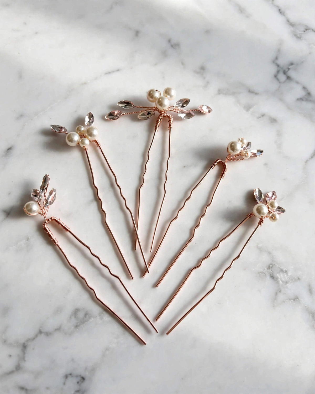 Bridal Floral Crystal Pearl Hair Pins – Wedding Hair Accessories