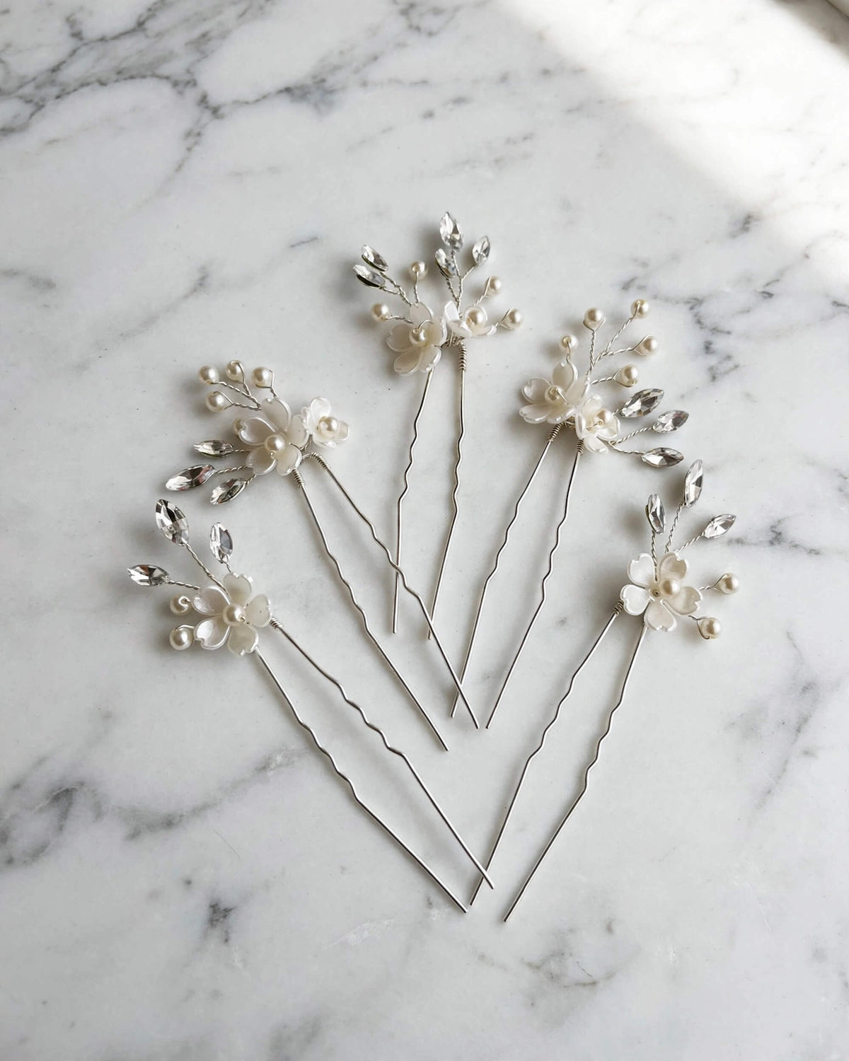 Bridal Floral Crystal Pearl Hair Pins – Wedding Hair Accessories