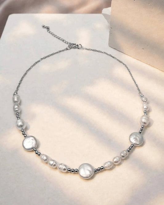 Freshwater Pearl Wedding Necklace, Delicate Bridal Jewellery