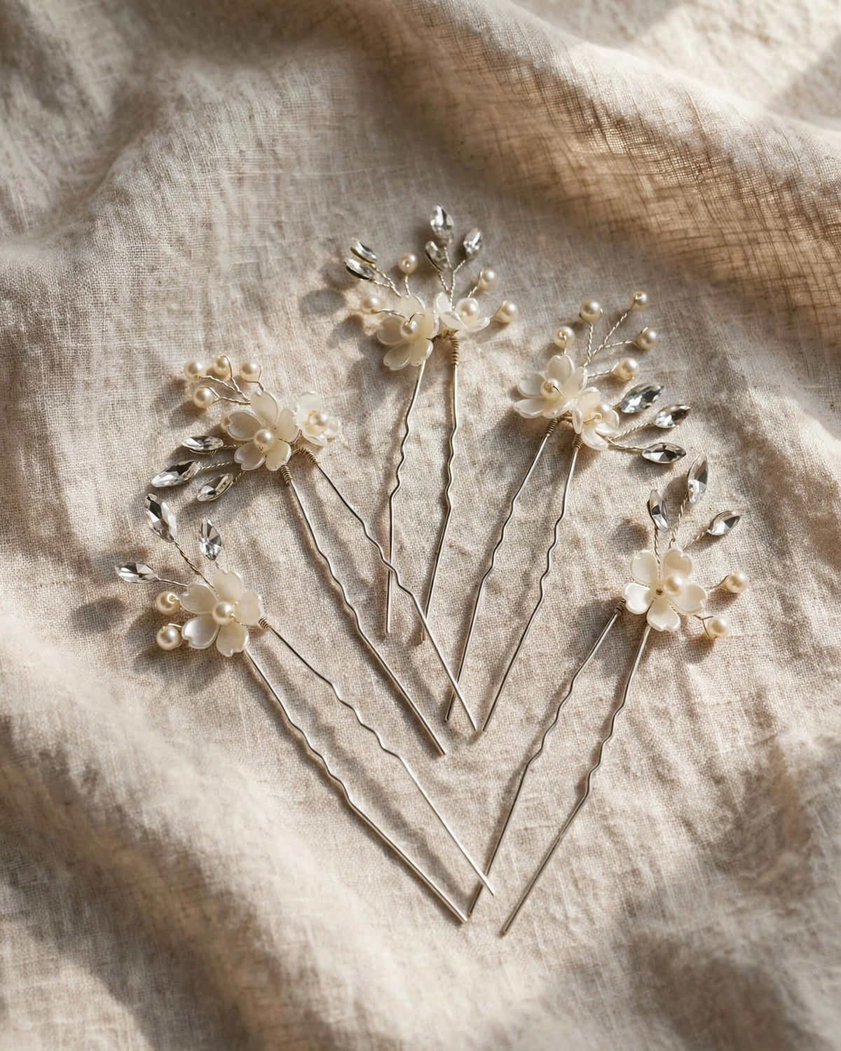 Bridal Floral Crystal Pearl Hair Pins – Wedding Hair Accessories