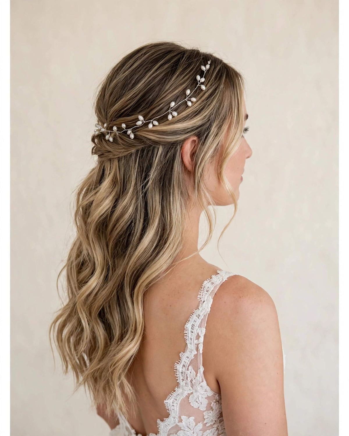 Bridal Hair Vine with Premium Glass Pearls – Elegant Pearl Wedding Hair Accessory