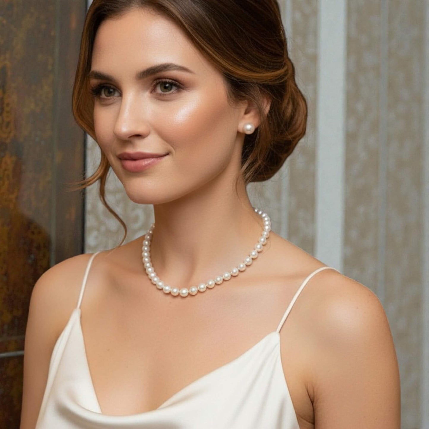 Freshwater Pearl Bridal Stud Earrings – Sterling Silver 925 (7.5mm)